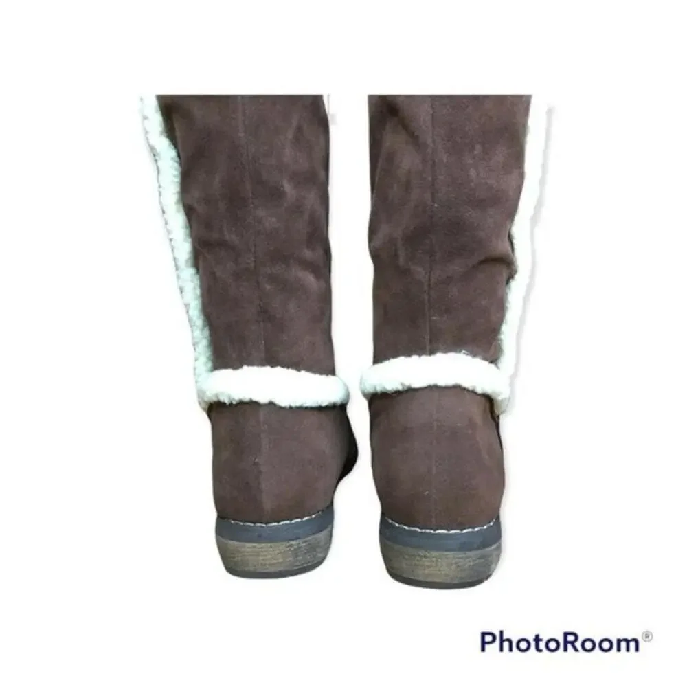 Over the knee faux shearling suede women's boots size‎ 7